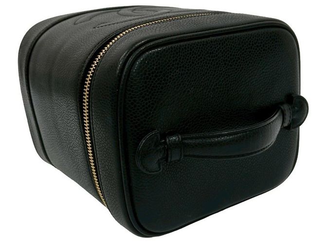 Borsa Vanity in Pelle Caviar Chanel Coco Mark Nero - vista 4