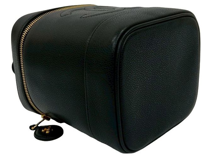Borsa Vanity in Pelle Caviar Chanel Coco Mark Nero - vista 7