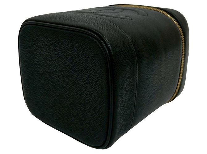 Borsa Vanity in Pelle Caviar Chanel Coco Mark Nero - vista 8