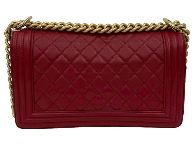 Borsa a Spalla Chanel Boy in Pelle di Agnello Rosso - vista 3