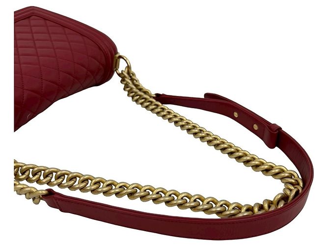 Borsa a Spalla Chanel Boy in Pelle di Agnello Rosso - vista 4