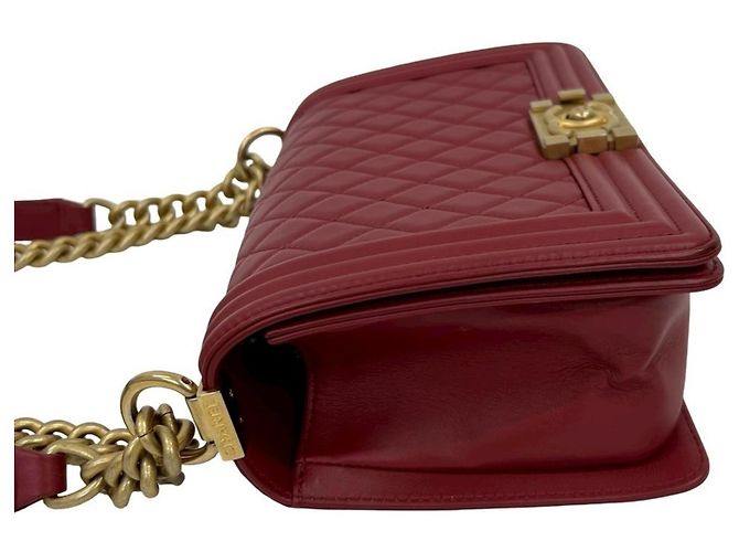 Borsa a Spalla Chanel Boy in Pelle di Agnello Rosso - vista 5