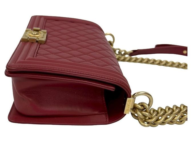 Borsa a Spalla Chanel Boy in Pelle di Agnello Rosso - vista 6