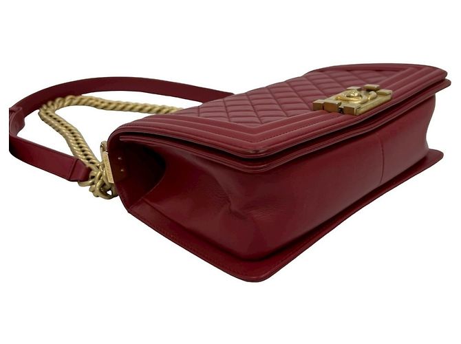 Borsa a Spalla Chanel Boy in Pelle di Agnello Rosso - vista 7