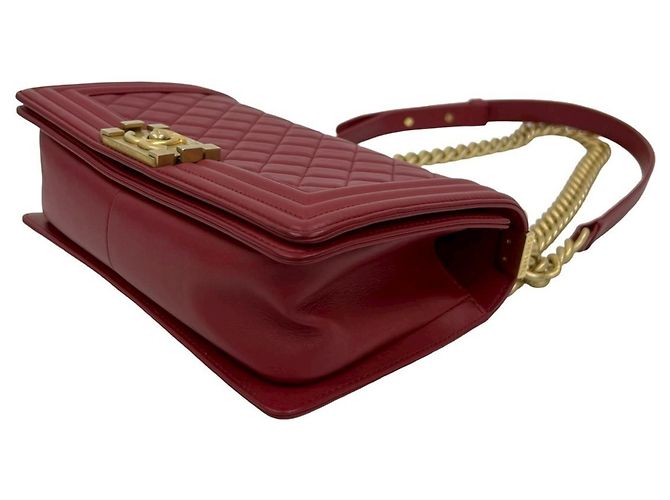 Borsa a Spalla Chanel Boy in Pelle di Agnello Rosso - vista 8