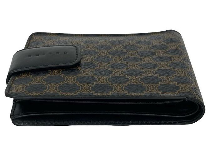 Céline CELINE Vintage Macadam Blason Triomphe Leather Bi-fold Mini Wallet Brown Black - view 3