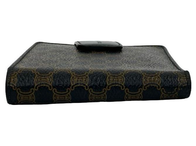 Céline CELINE Vintage Macadam Blason Triomphe Leather Bi-fold Mini Wallet Brown Black - view 4