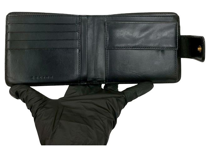Céline CELINE Vintage Macadam Blason Triomphe Leather Bi-fold Mini Wallet Brown Black - view 7