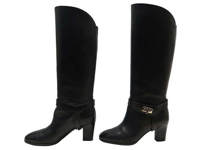 GIVENCHY EDEN HEEL BOOTS 36 IN BLACK LEATHER HIGH BOOTS BOX - view 2