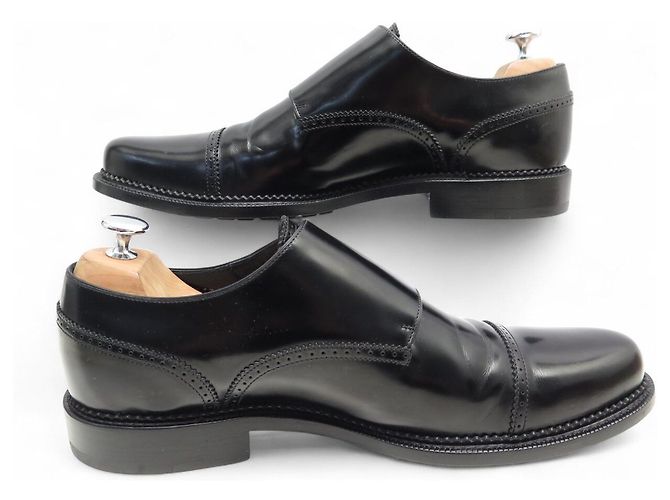 Monceau MOCASSINI LOUIS VUITTON BI-BUCLÉ 9.5 43.5 PELLE LUCIDA NERA Nero - vista 2