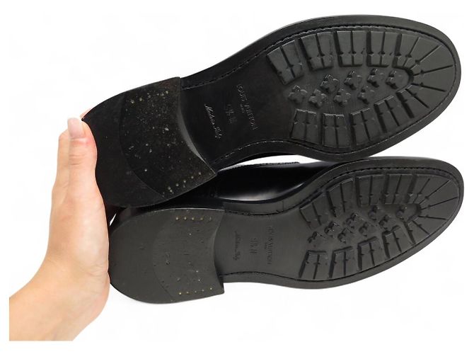 Monceau MOCASSINI LOUIS VUITTON BI-BUCLÉ 9.5 43.5 PELLE LUCIDA NERA Nero - vista 7