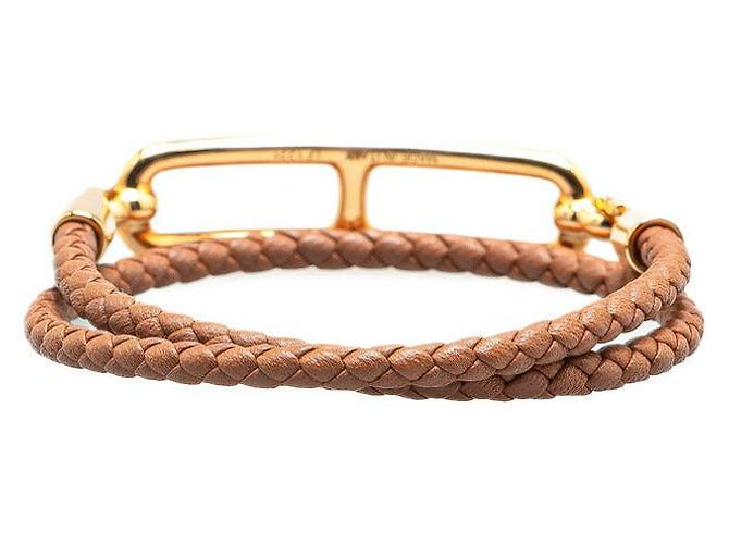 Bracciale in pelle Roulis Double Tour Hermès Marrone - vista 3