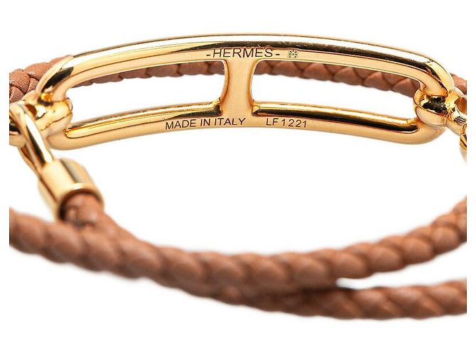 Bracciale in pelle Roulis Double Tour Hermès Marrone - vista 4