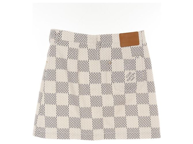 Damier Baumwollrock von Louis Vuitton Schwarz Beige Roh - Ansicht 2
