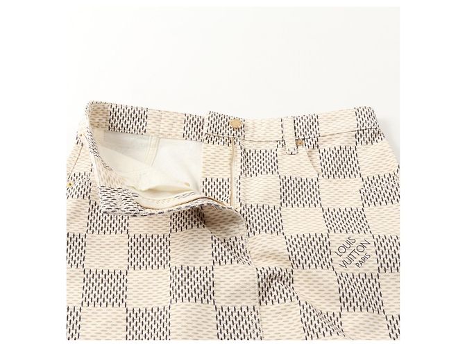 Damier Baumwollrock von Louis Vuitton Schwarz Beige Roh - Ansicht 6
