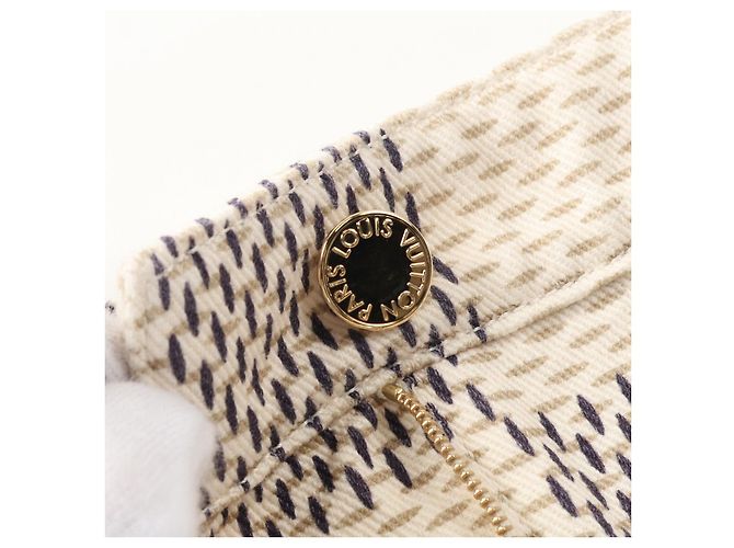 Damier Baumwollrock von Louis Vuitton Schwarz Beige Roh - Ansicht 8