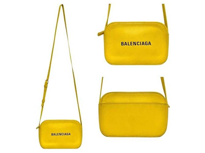 Borsa a spalla in pelle gialla Balenciaga Giallo - vista 3