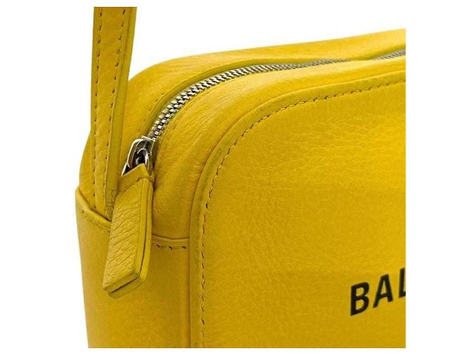 Borsa a spalla in pelle gialla Balenciaga Giallo - vista 7