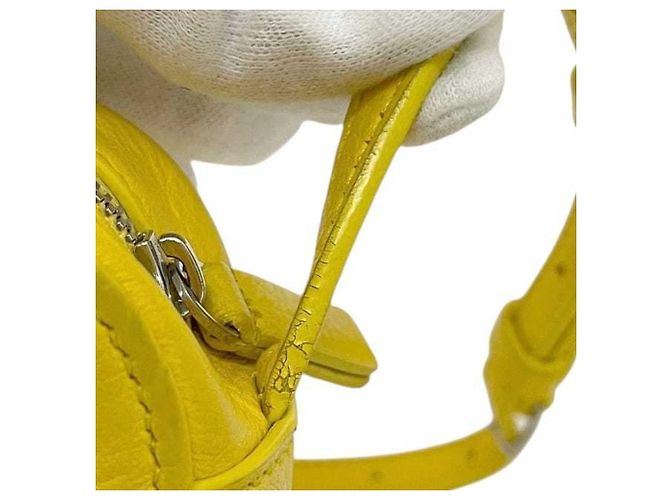 Borsa a spalla in pelle gialla Balenciaga Giallo - vista 9