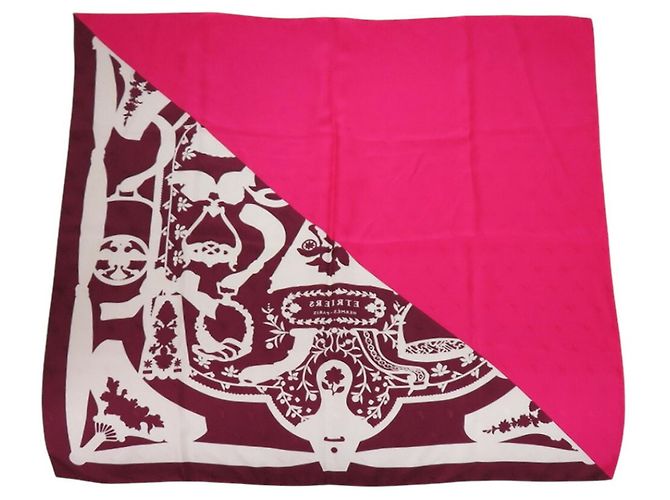 Silk In Foulard in seta Hermès Carré 90 Cadre Etrière Tattoo Rosa - vista 3