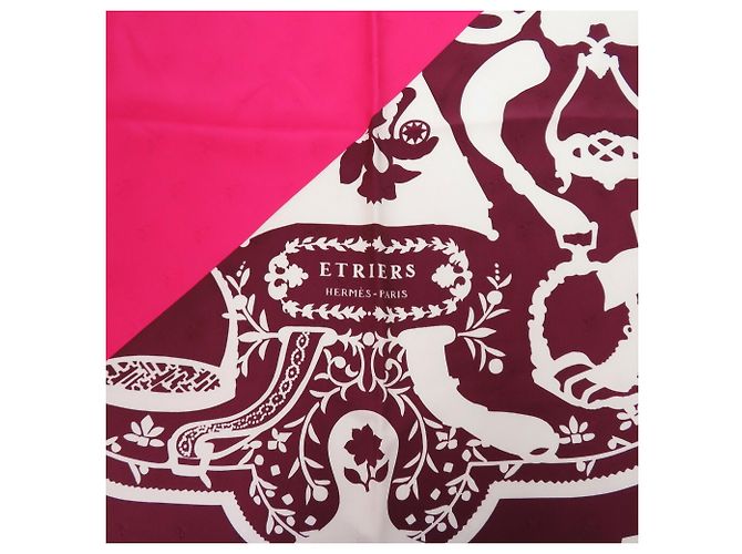 Silk In Foulard in seta Hermès Carré 90 Cadre Etrière Tattoo Rosa - vista 4