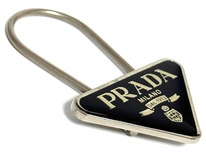 Prada Men's Triangle Logo Keychain - view 4