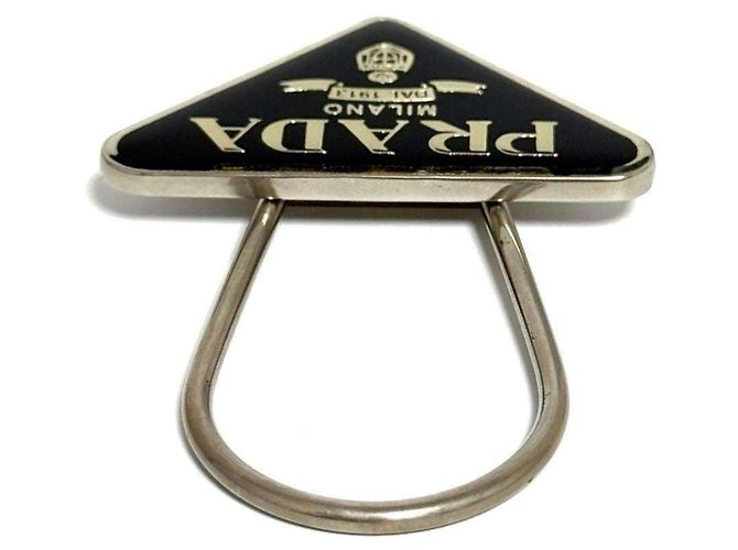Prada Men's Triangle Logo Keychain - view 6