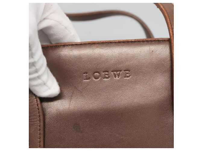 Borsa Tote LOEWE in pelle marrone oro Auth bs28741 D'oro - vista 17
