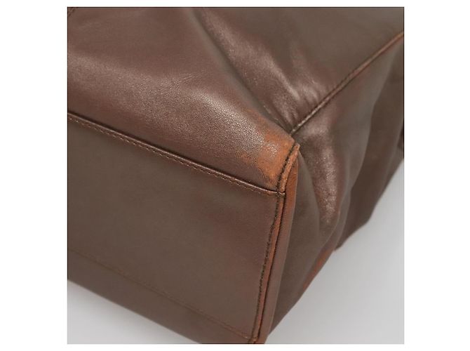 Borsa Tote LOEWE in pelle marrone oro Auth bs28741 D'oro - vista 9