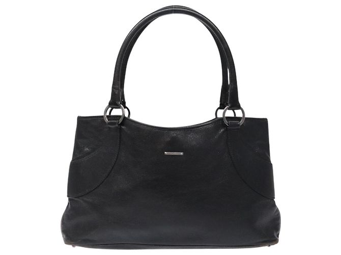 Borsa Tote in pelle nera e argento GUCCI 113015 Auth 138122 Nero - vista 13