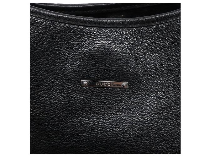 Borsa Tote in pelle nera e argento GUCCI 113015 Auth 138122 Nero - vista 17