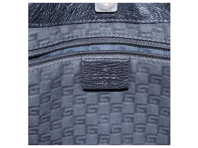 Borsa Tote in pelle nera e argento GUCCI 113015 Auth 138122 Nero - vista 18