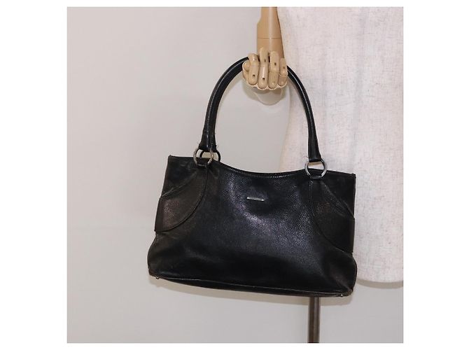 Borsa Tote in pelle nera e argento GUCCI 113015 Auth 138122 Nero - vista 22
