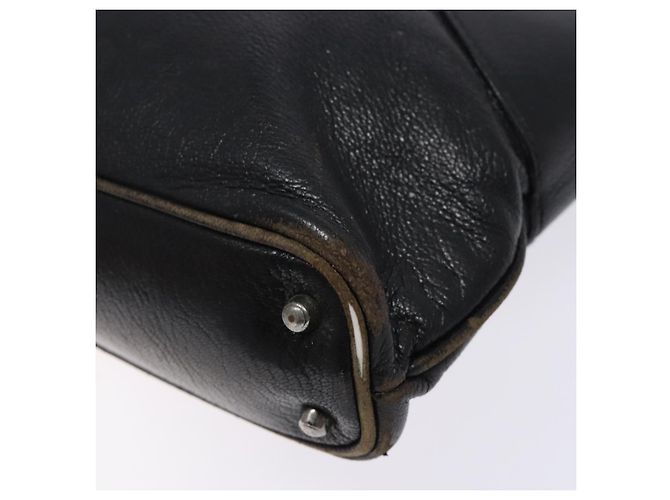 Borsa Tote in pelle nera e argento GUCCI 113015 Auth 138122 Nero - vista 9