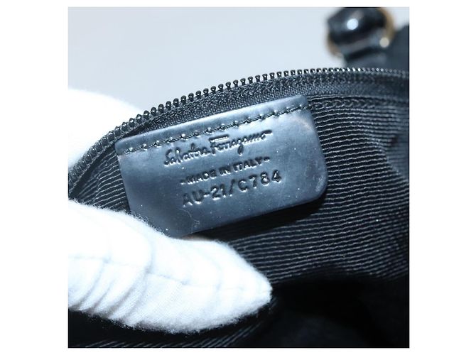 Borsa a mano Vala in nylon nero e argento di Salvatore Ferragamo Auth 139278 - vista 12