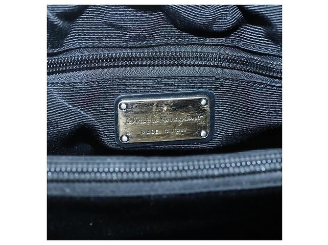 Borsa a mano Vala in nylon nero e argento di Salvatore Ferragamo Auth 139278 - vista 18