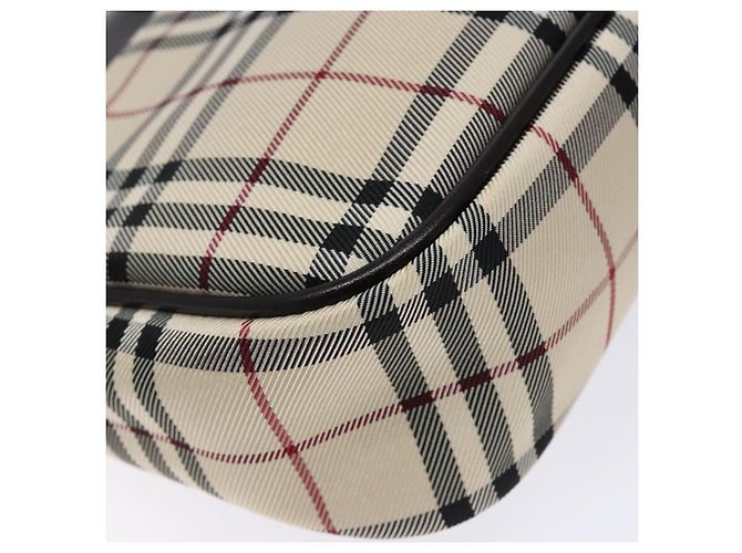Burberry Nova Check Schultertasche Canvas Beige Silber Auth 138176 - Ansicht 14