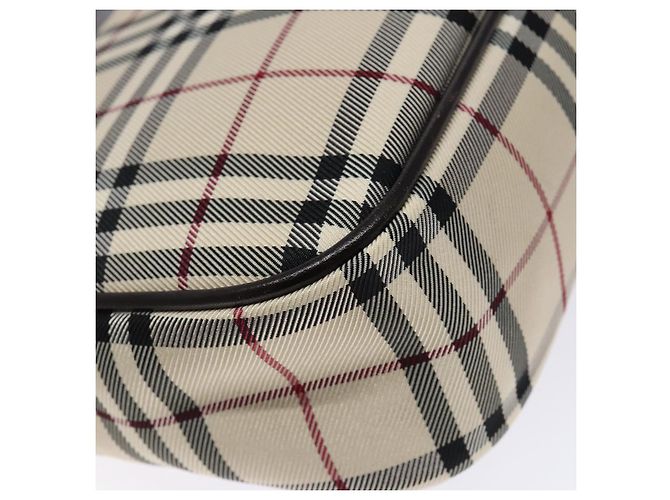Burberry Nova Check Schultertasche Canvas Beige Silber Auth 138176 - Ansicht 16