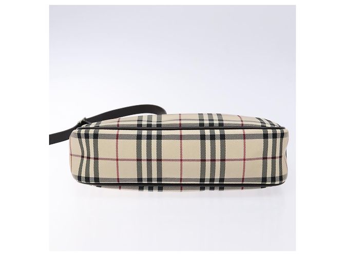 Burberry Nova Check Schultertasche Canvas Beige Silber Auth 138176 - Ansicht 5
