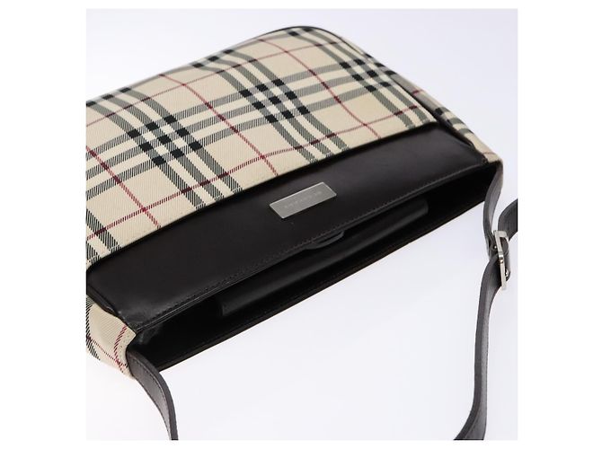 Burberry Nova Check Schultertasche Canvas Beige Silber Auth 138176 - Ansicht 6