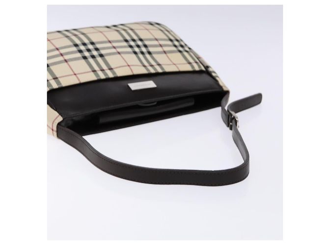 Burberry Nova Check Schultertasche Canvas Beige Silber Auth 138176 - Ansicht 7