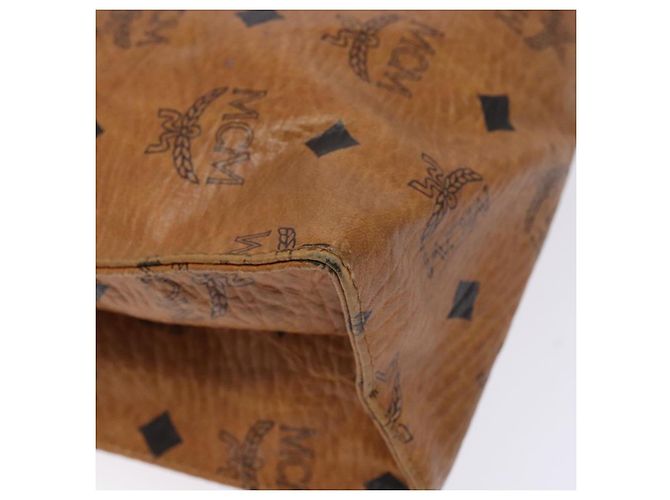 Borsa Clutch MCM Logogram Vicetos in Pelle PVC Marrone Oro Auth bs28761 D'oro - vista 14