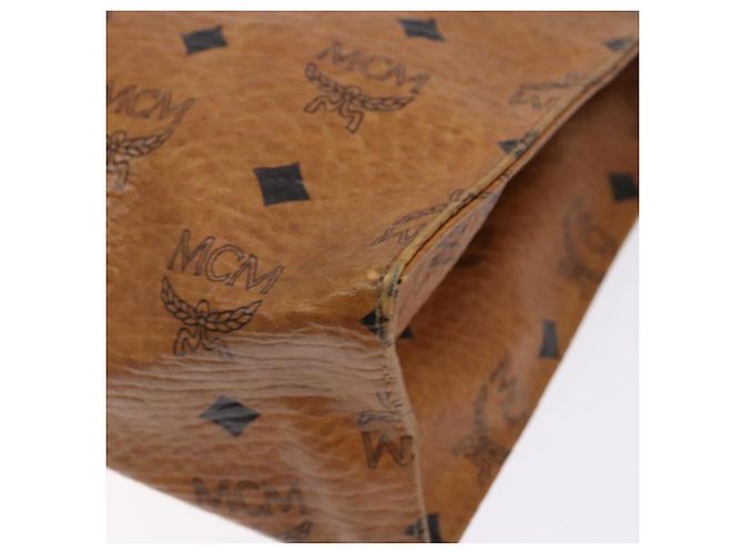 Borsa Clutch MCM Logogram Vicetos in Pelle PVC Marrone Oro Auth bs28761 D'oro - vista 15