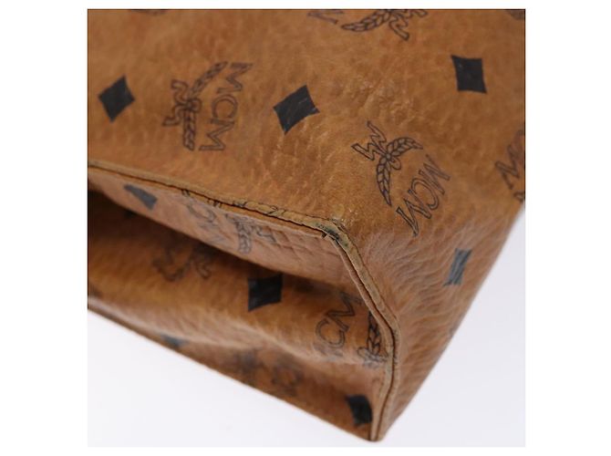 Borsa Clutch MCM Logogram Vicetos in Pelle PVC Marrone Oro Auth bs28761 D'oro - vista 16