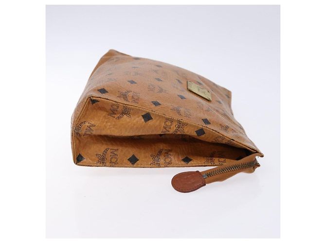 Borsa Clutch MCM Logogram Vicetos in Pelle PVC Marrone Oro Auth bs28761 D'oro - vista 3