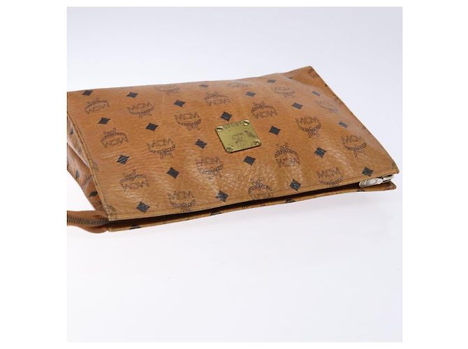 Borsa Clutch MCM Logogram Vicetos in Pelle PVC Marrone Oro Auth bs28761 D'oro - vista 5