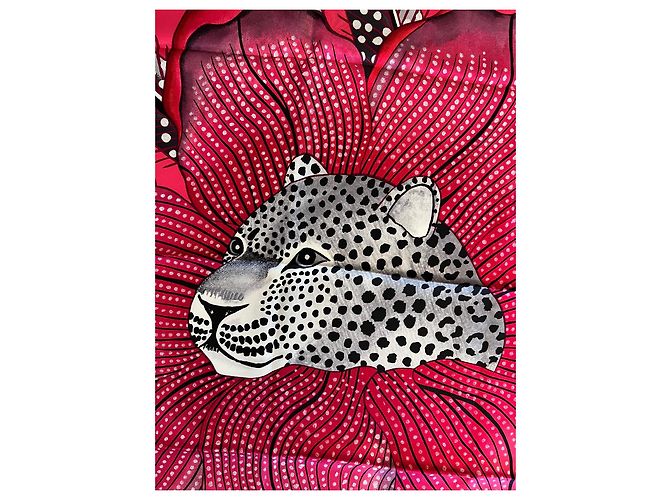 Hermès Carré 90 in seta “Baobab Cat” di Ardmore Artists Rosa Fuschia - vista 13