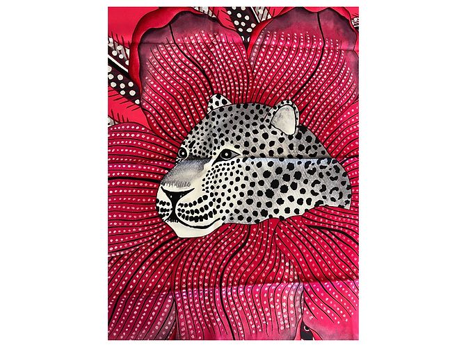 Hermès Carré 90 in seta “Baobab Cat” di Ardmore Artists Rosa Fuschia - vista 2