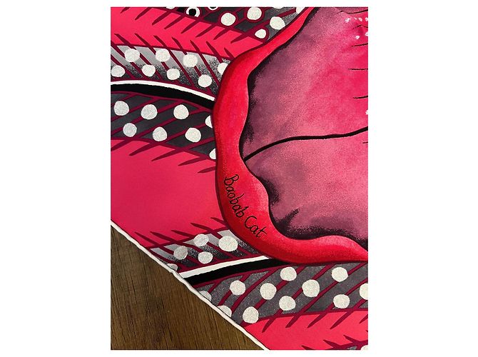 Hermès Carré 90 in seta “Baobab Cat” di Ardmore Artists Rosa Fuschia - vista 3