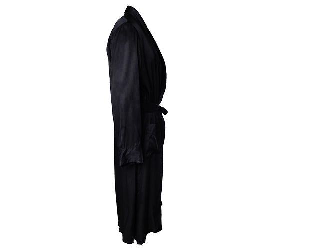 Autre Marque Derek Rose, gestreifte schwarze Schlafzimmerjacke - Ansicht 3